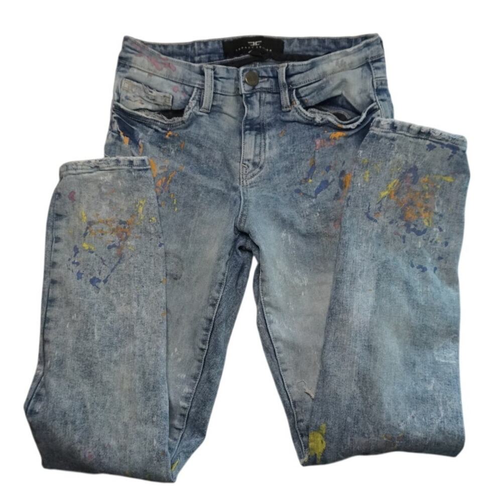 Legacy Edition Women's 16 Skinny Jeans - Distressed Light Wash Paint Splatter